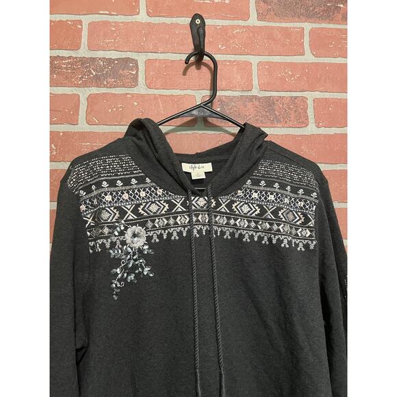 Style & Co Heather Grey Embroidered Hoodie - Size XL - Picture 4 of 6